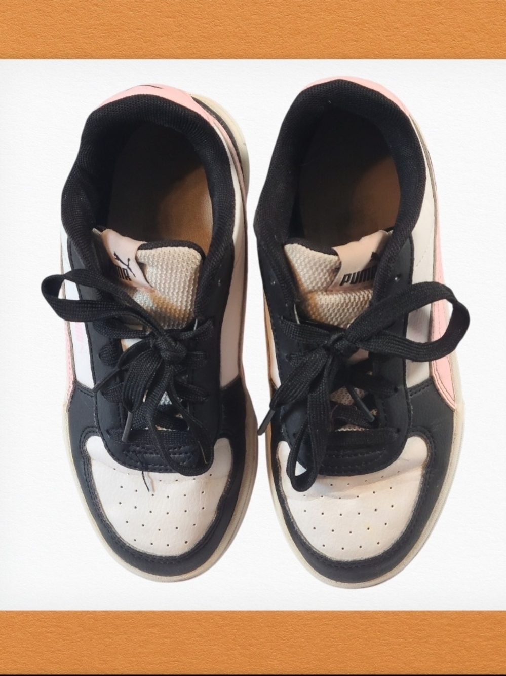 Puma Girls Pink & Black Low-Top Sneakers EUC Size 2C